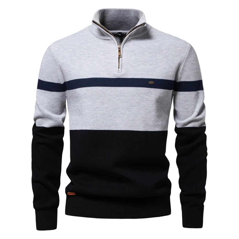Stilvoller Colorblock-Pullover für Herren mit Halbem Zipper