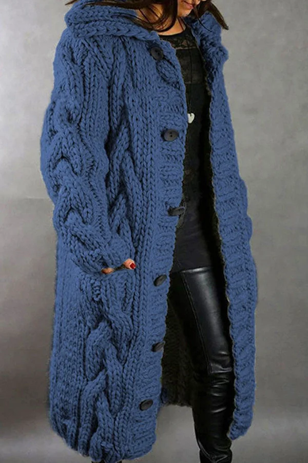 Locker sitzender Cardigan mit Knöpfen und Kapuze für bequeme Tage