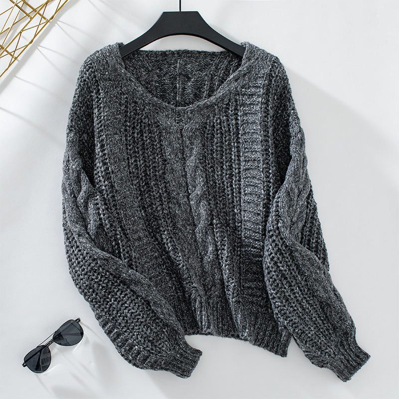 Modischer Damen Sweater mit Auffälligem Asymmetrischem Kragen