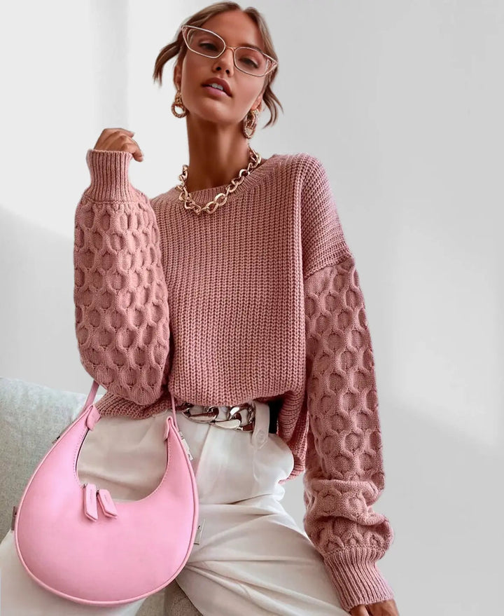Modischer Damenpullover mit interessantem Ärmel-Design für den Herbst