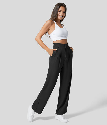 Klassische Damenhose mit geradem Schnitt und hohem Bund