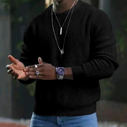 Bequemer Rundhals-Pullover für Herren im klassischen Stil