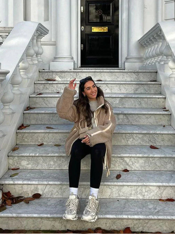Stylische Oversize-Jacke für Damen mit Reißverschluss, weich und gemütlich