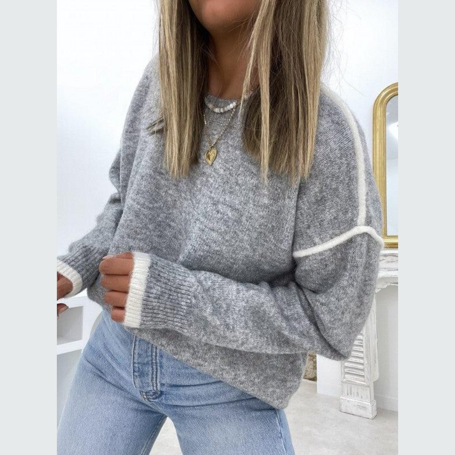 Bequemer klassischer Pullover mit Rundhalsausschnitt für den Alltag