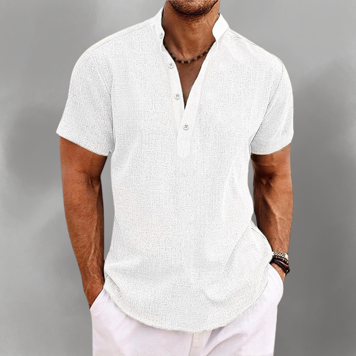 Modernes Herren Poloshirt mit kurzen Ärmeln und Stehkragen