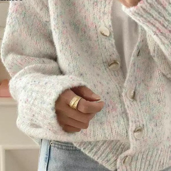 Damen-Cardigan mit langen Ärmeln und modischem Knopfverschluss