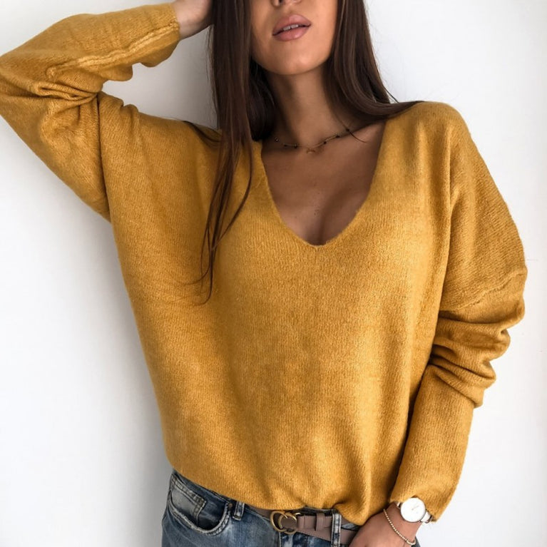 Damenpullover mit elegantem V-Ausschnitt und weicher Passform