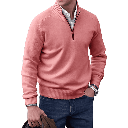 Ein klassischer Pullover mit Kragen-zu-Brust-Verschluss für Komfort und Stil.