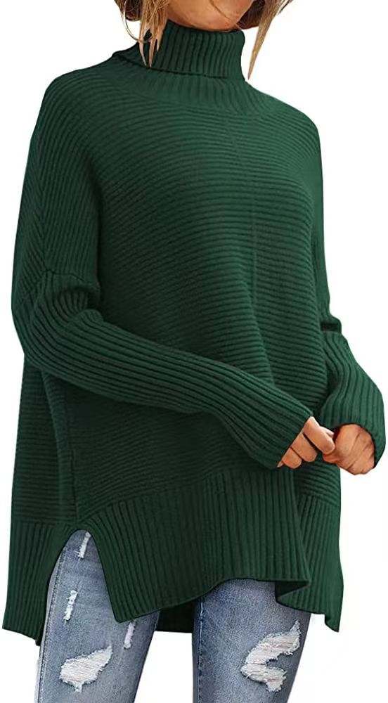 Eleganter Oversize Rollkragenpullover – Damen-Tunika mit Fledermausärmeln für den Herbst