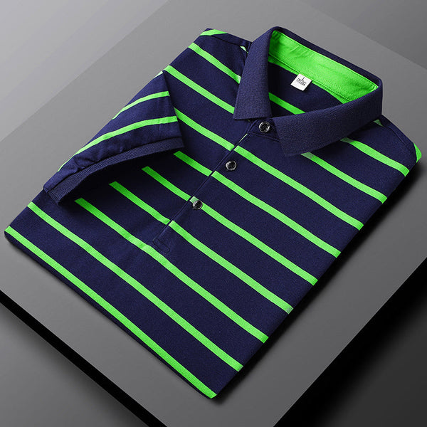 Herren Poloshirt mit Streifenmuster und kurzen Ärmeln im modernen Stil