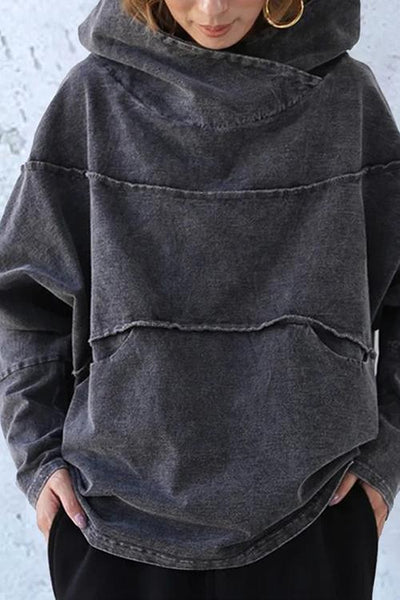 Vintage Langarm Turtleneck Kapuzenpullover