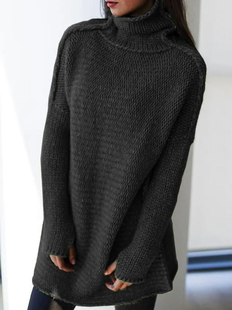 Langer Oversize-Rollkragenpullover für einen lässigen Look