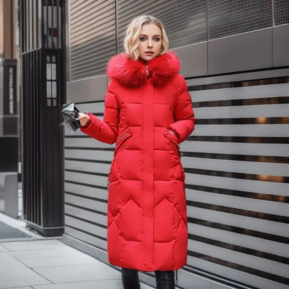 Eleganter langer Wintermantel für Damen
