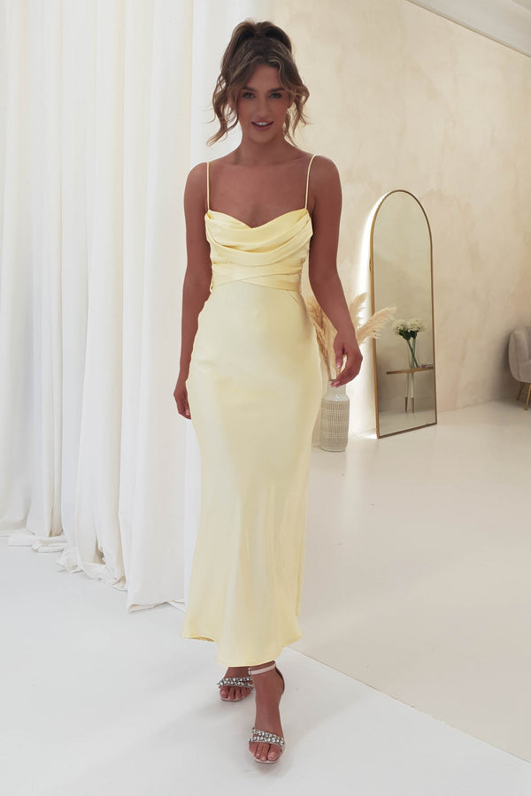 Elegantes Midi Abendkleid mit schmalen Trägern und modischem Korsett-Design
