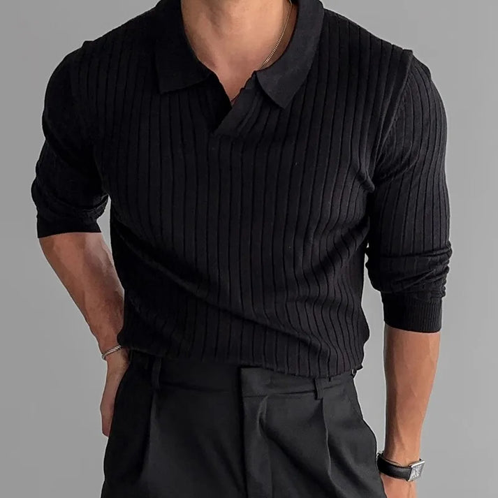 Herren Poloshirt mit langen Ärmeln und stilvollem Freizeitdesign