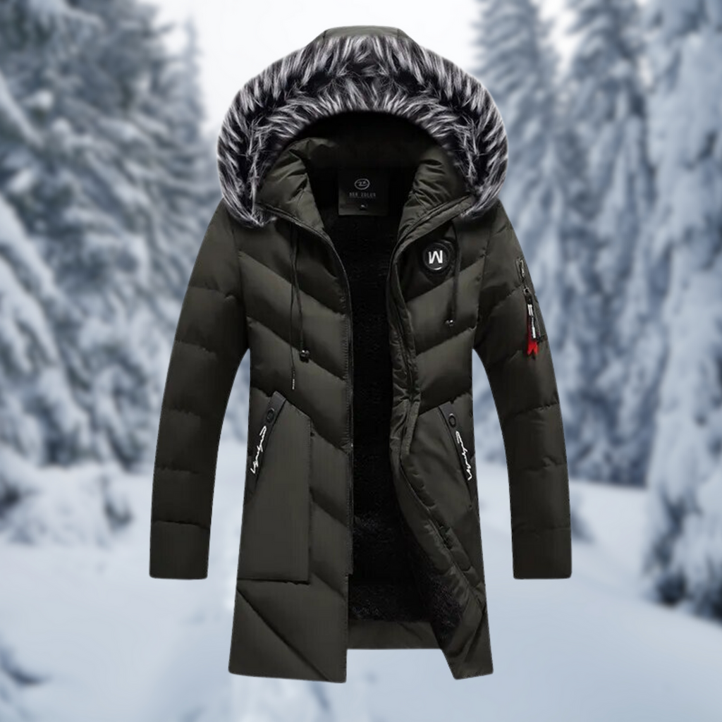 Winterjacke für Herren mit großer Kapuze und modernem Look