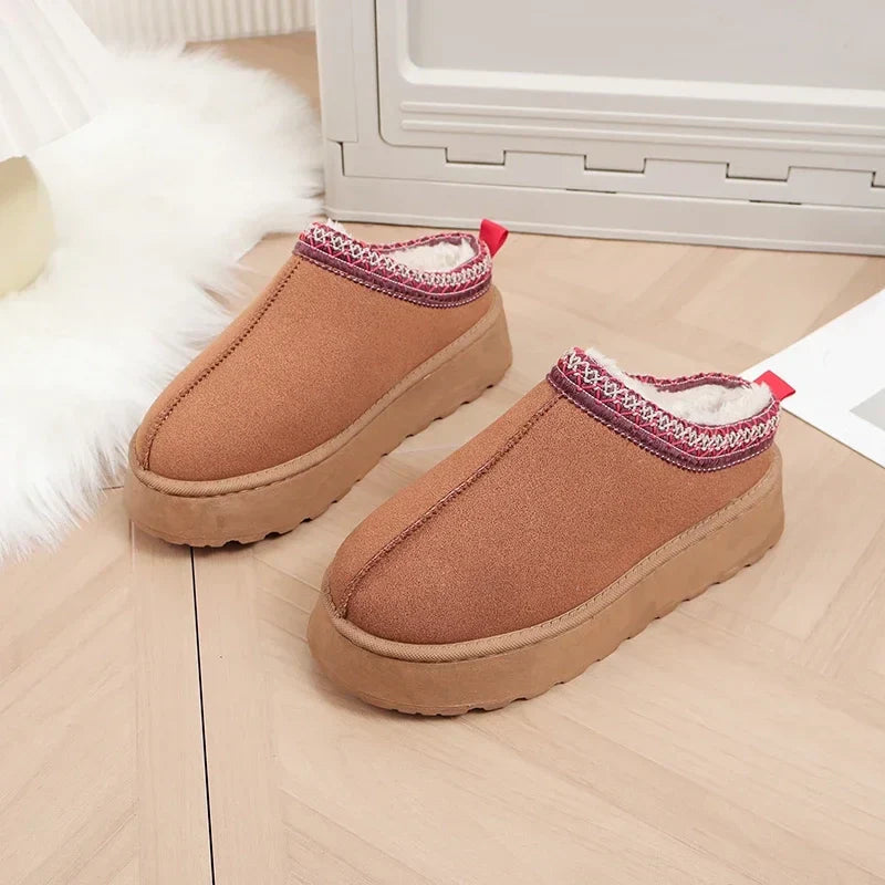 Bequeme Damen Wollslipper mit Warmem Plattform für Gemütlichkeit