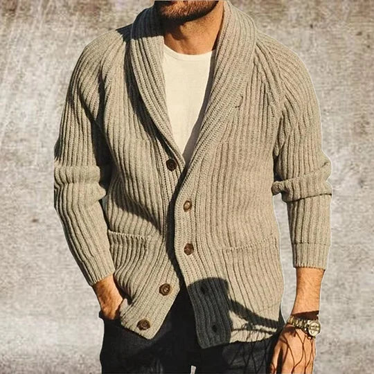 Herren Langarm Strickjacke mit Knopfleiste