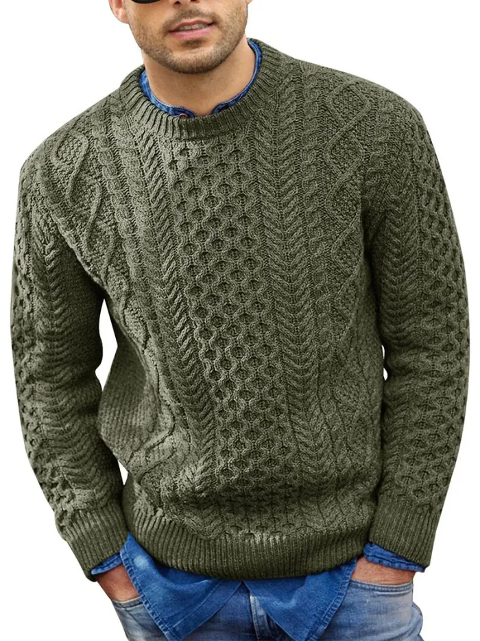 Herren Vintage Pullover mit Rundhalsausschnitt – Lockerer Schnitt und Einfarbig