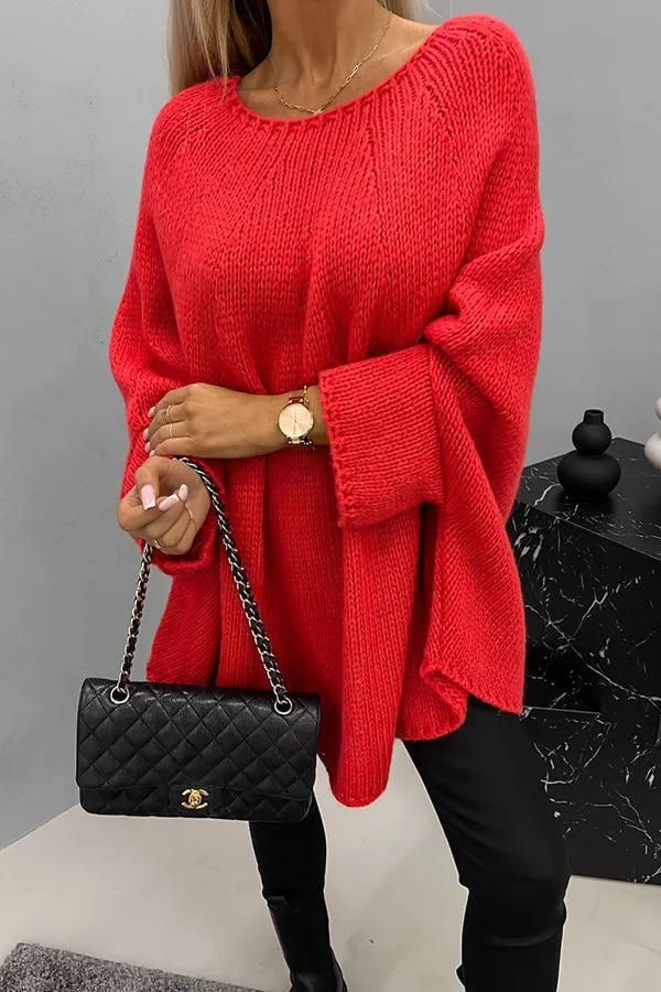 Bequemer Pullover mit Rundhalsausschnitt und elastischer Textur