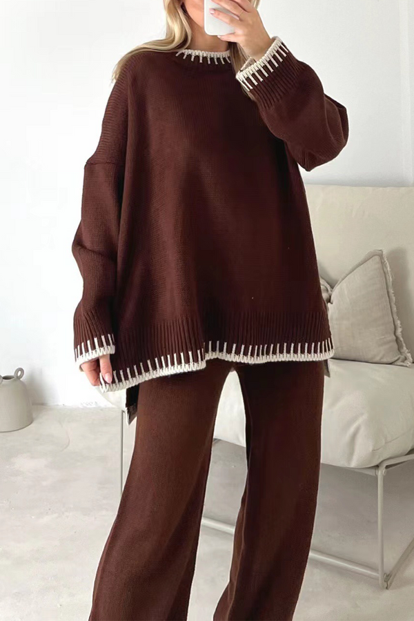 Lässiges Set mit langen Ärmeln und stilvollem Patchwork
