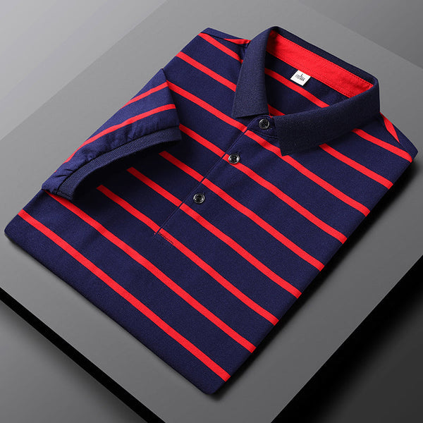 Herren Poloshirt mit Streifenmuster und kurzen Ärmeln im modernen Stil