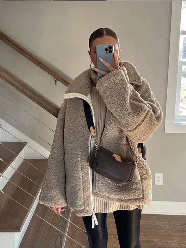 Stylische Oversize-Jacke für Damen mit Reißverschluss, weich und gemütlich