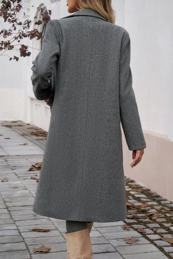 Eleganter Langer Mantel mit Doppelknopfleiste für Damen