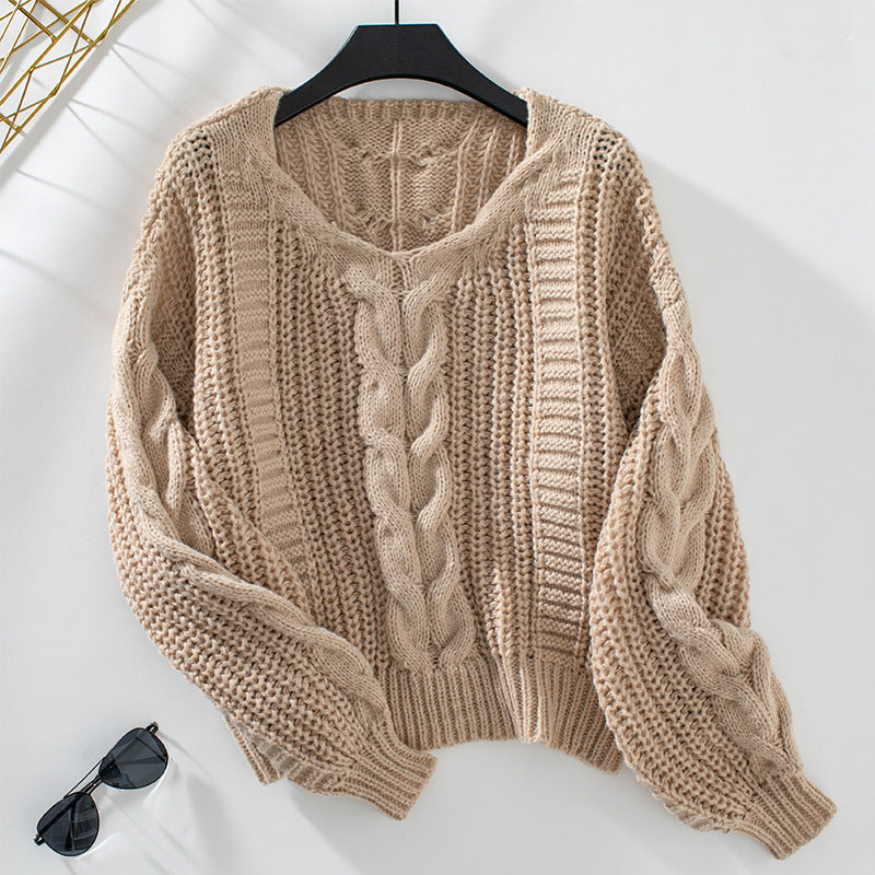 Modischer Damen Sweater mit Auffälligem Asymmetrischem Kragen