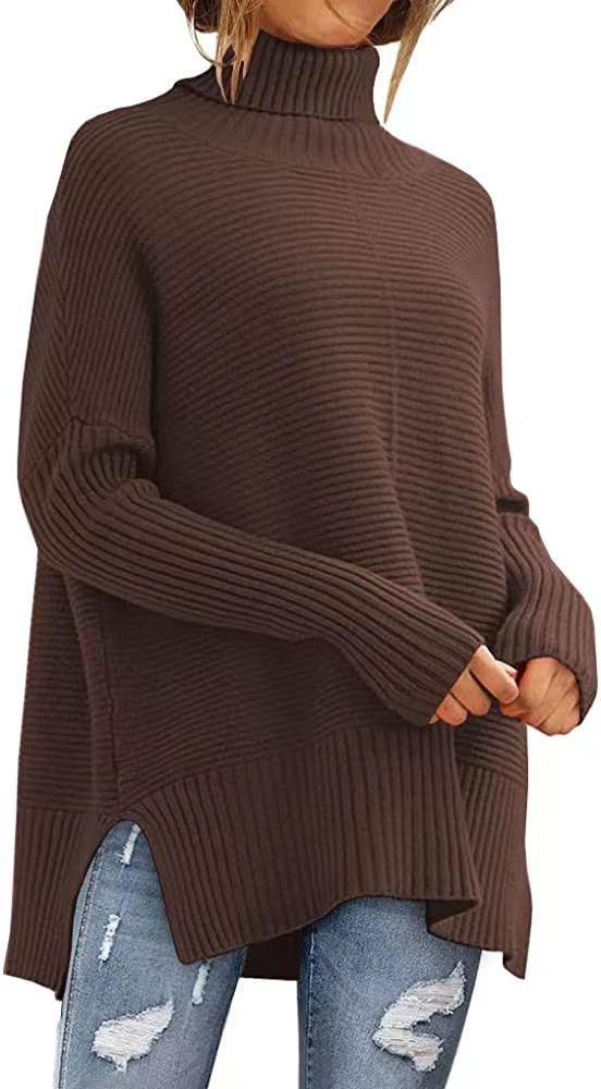 Eleganter Oversize Rollkragenpullover – Damen-Tunika mit Fledermausärmeln für den Herbst