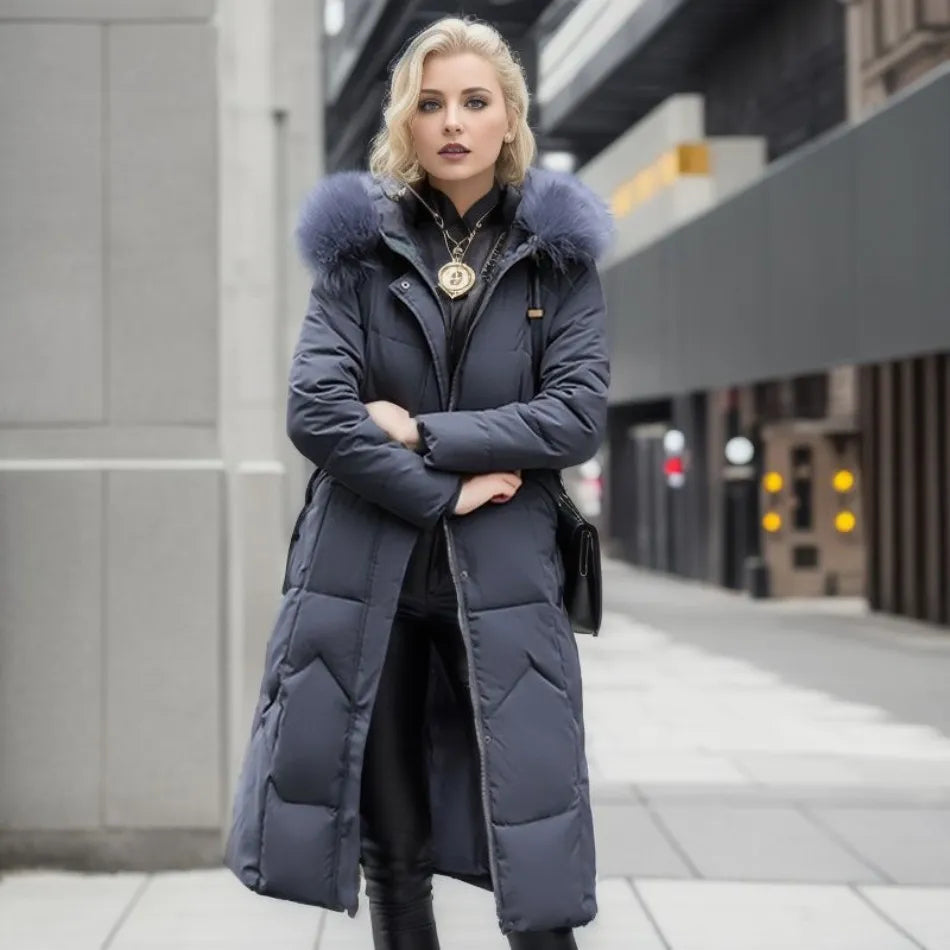 Eleganter langer Wintermantel für Damen