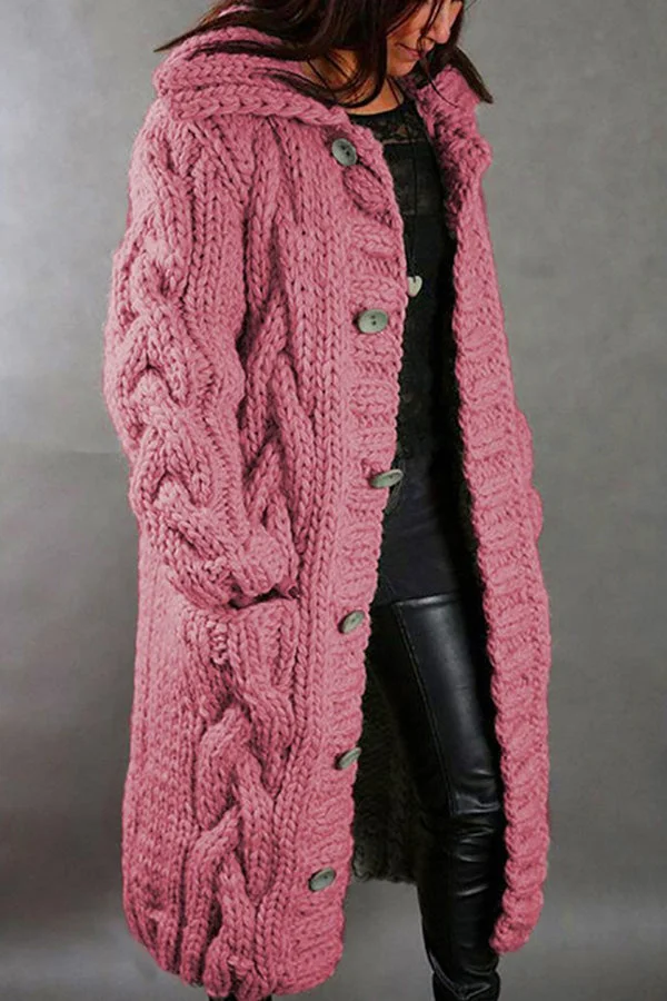 Locker sitzender Cardigan mit Knöpfen und Kapuze für bequeme Tage