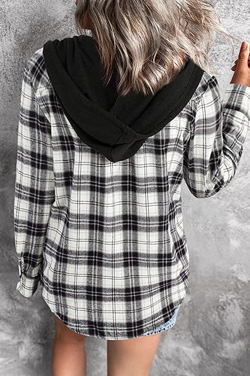 Stylisches Flanell-Top mit Kapuze und Knöpfen
