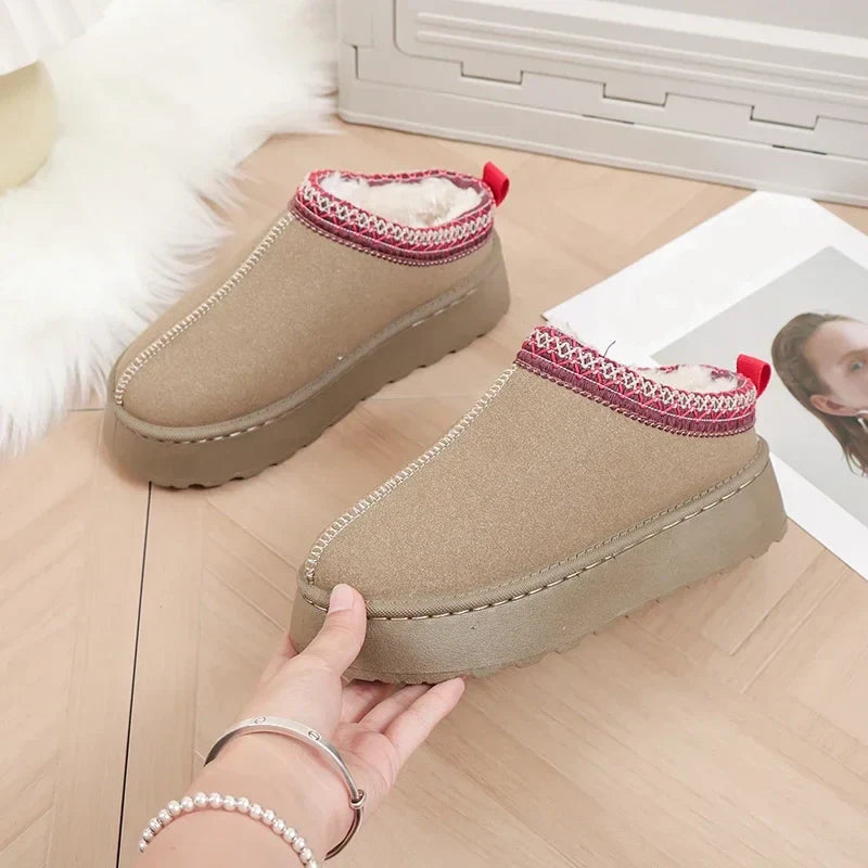 Bequeme Damen Wollslipper mit Warmem Plattform für Gemütlichkeit