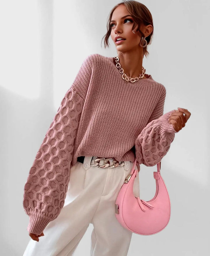 Modischer Damenpullover mit interessantem Ärmel-Design für den Herbst