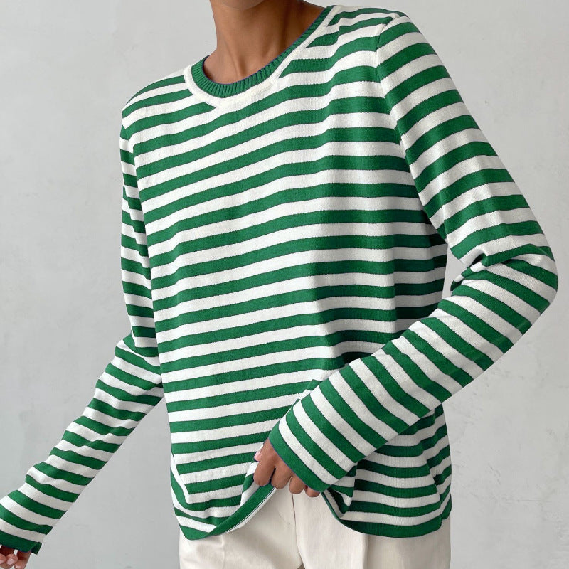 Stilvoller gestreifter Pullover mit Rundhalsausschnitt