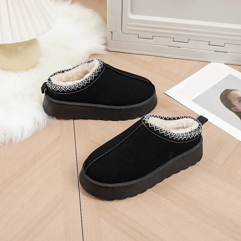 Bequeme Damen Wollslipper mit Warmem Plattform für Gemütlichkeit