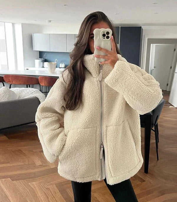 Stylische Oversize-Jacke für Damen mit Reißverschluss, weich und gemütlich