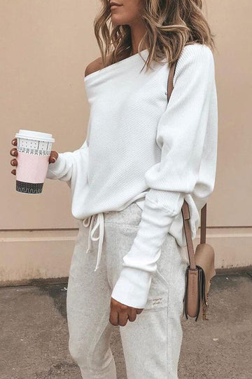 Trendige Off-the-Shoulder-Bluse mit Kontrastbesatz