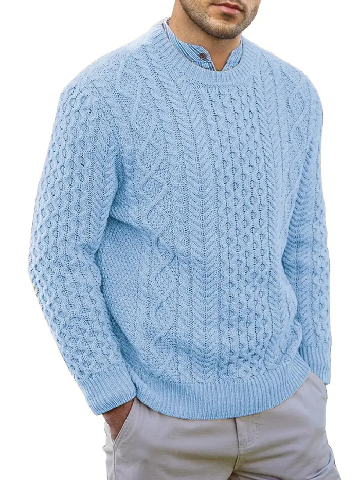 Herren Vintage Pullover mit Rundhalsausschnitt – Lockerer Schnitt und Einfarbig