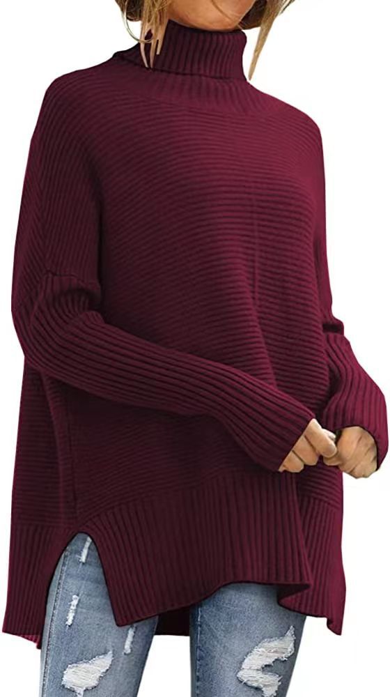 Eleganter Oversize Rollkragenpullover – Damen-Tunika mit Fledermausärmeln für den Herbst