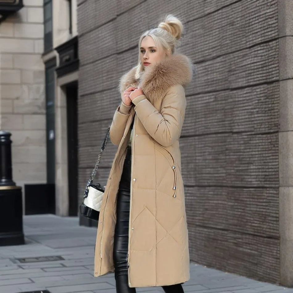 Eleganter langer Wintermantel für Damen