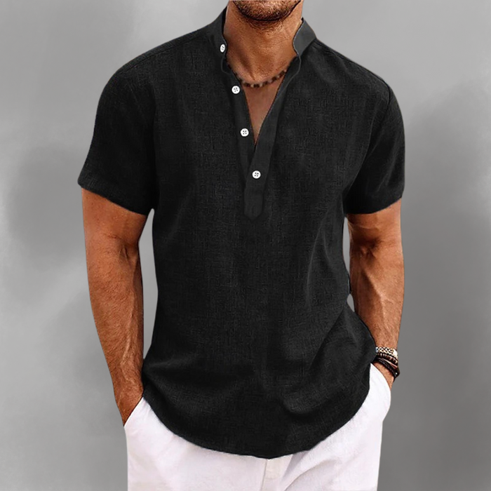 Modernes Herren Poloshirt mit kurzen Ärmeln und Stehkragen