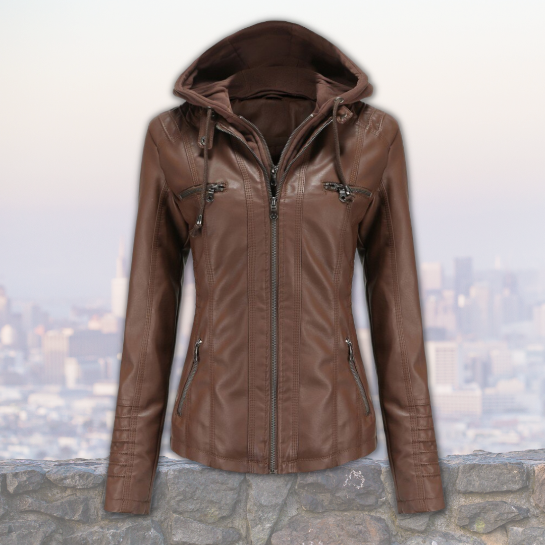 Damenjacke mit Kapuze und elegantem Design