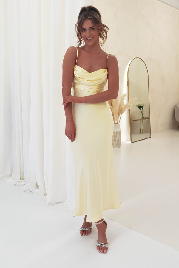 Elegantes Midi Abendkleid mit schmalen Trägern und modischem Korsett-Design