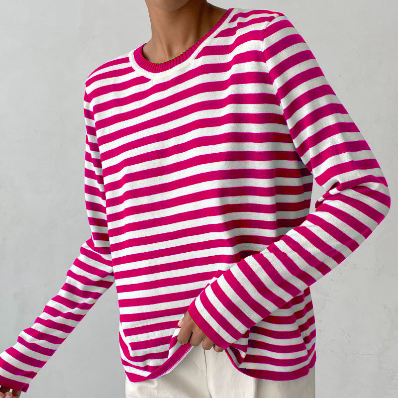 Stilvoller gestreifter Pullover mit Rundhalsausschnitt