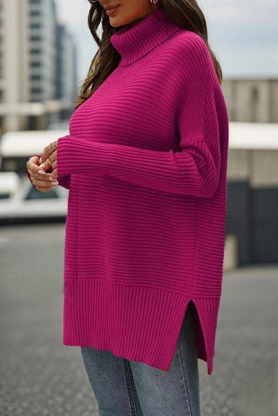 Stilvoller Hochgeschlossener Pullover mit Fledermausärmeln und Lockerer Passform