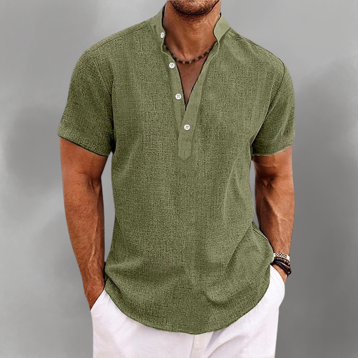 Modernes Herren Poloshirt mit kurzen Ärmeln und Stehkragen