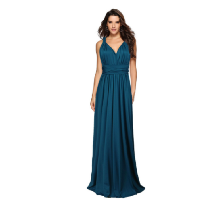 Elegantes langes Abendkleid ohne Ärmel mit offenem Rückendesign