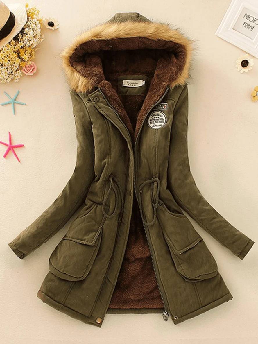 Lässige Damenparka in mittlerer Länge mit Reißverschluss